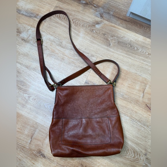 Fossil Amelia Brown Leather Shoulder Boho Crossbody Bag - Picture 5 of 12